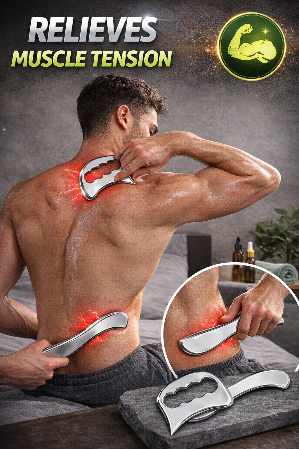 The Steel Gua Sha - Professional 2-Piece Stainless Steel Facial & Body Massage Set