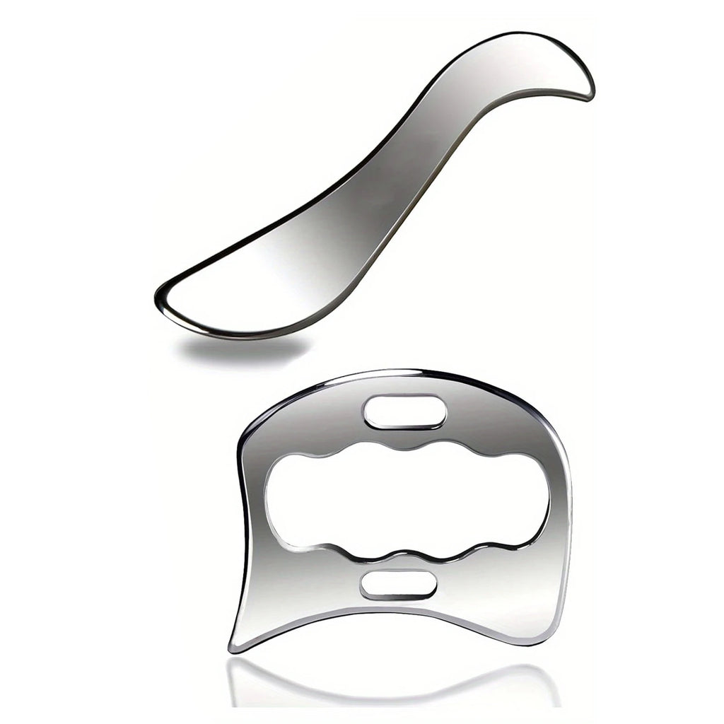 The Steel Gua Sha - Professional 2-Piece Stainless Steel Facial & Body Massage Set